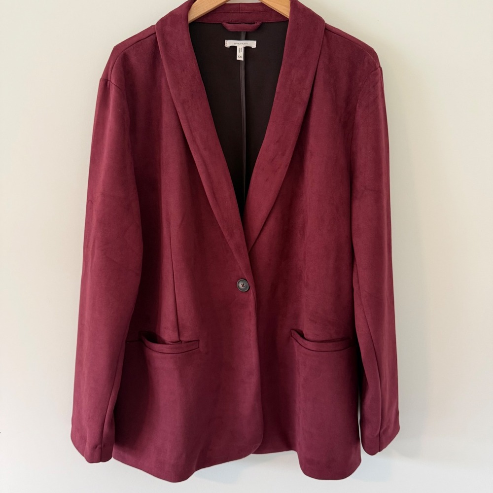 Maurices Burgundy Faux Suede Blazer Jacket Women XXL Wine Red Single Button